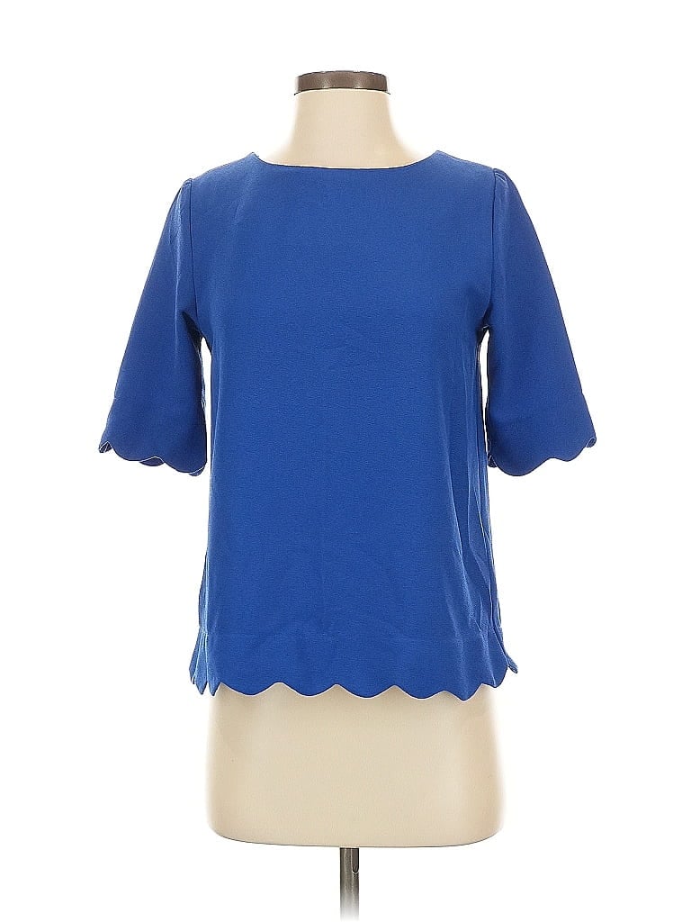 Pre-owned Mi Ami Short Sleeve Top Blue Sweetheart Neckline Tops