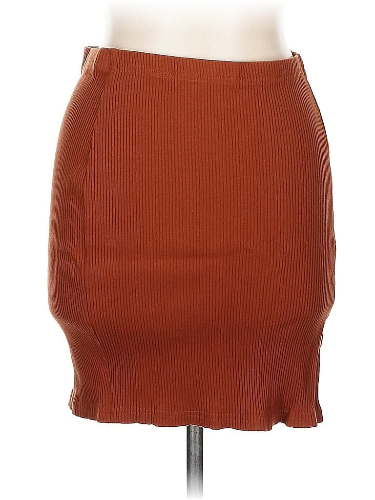 Pre-owned Shein Curve Casual Skirt In Brown