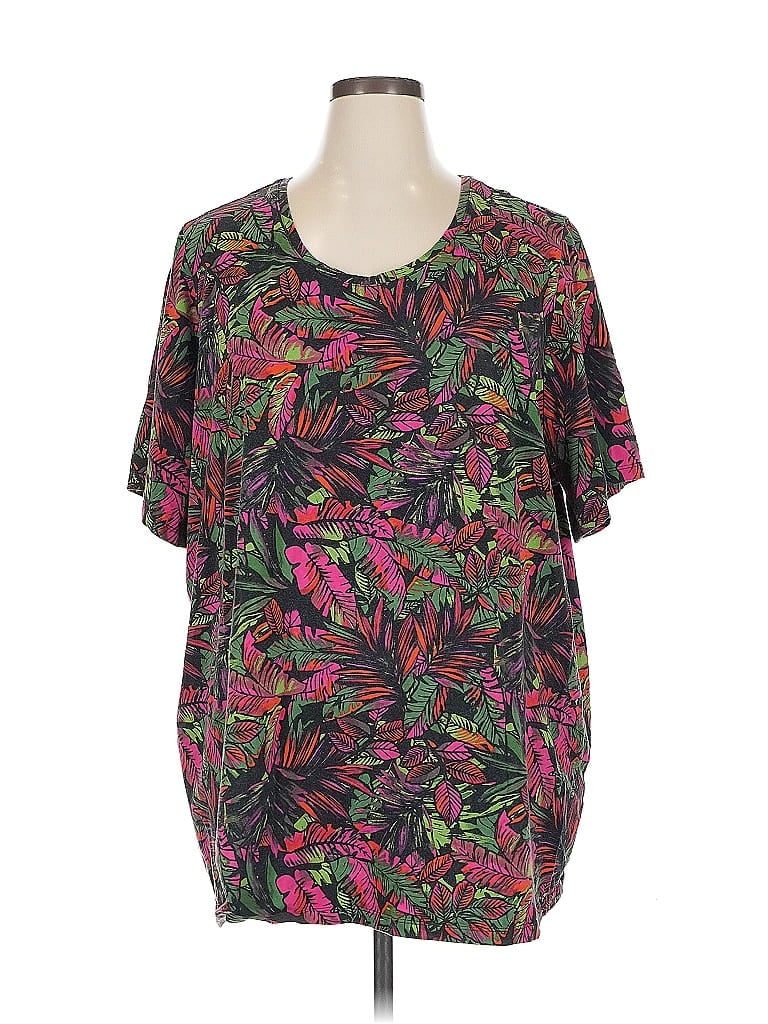 Catherines Floral Black Short Sleeve T-Shirt Size 3X - photo 1