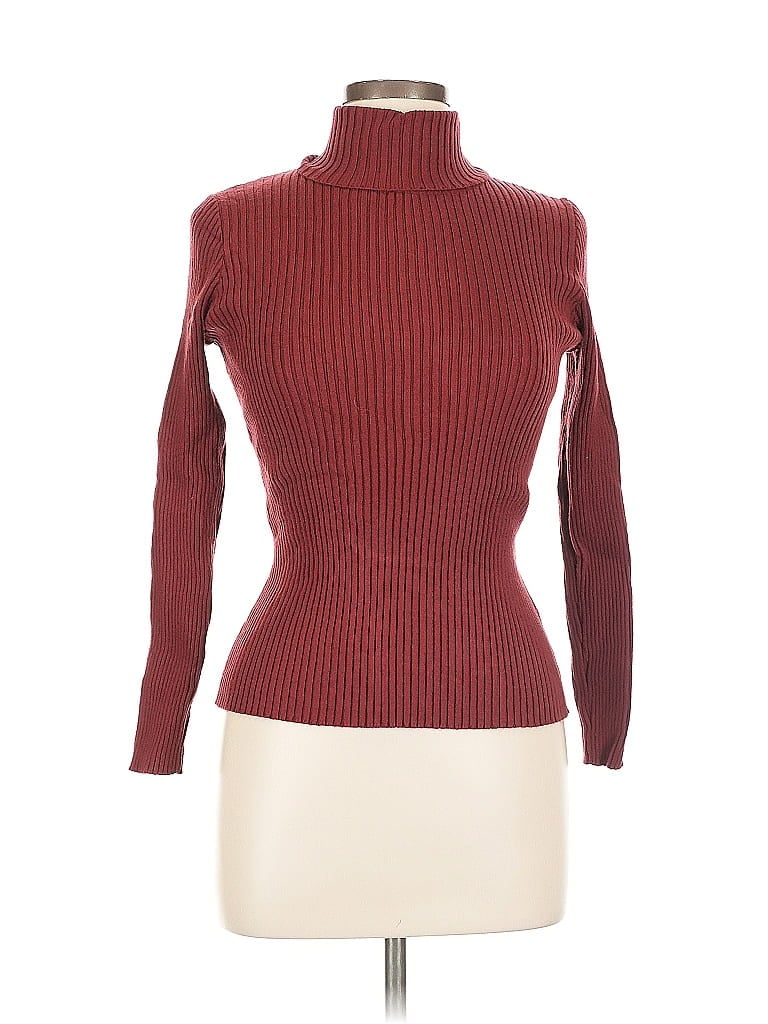 Pre-owned Unbranded Turtleneck Sweater In Burgundy