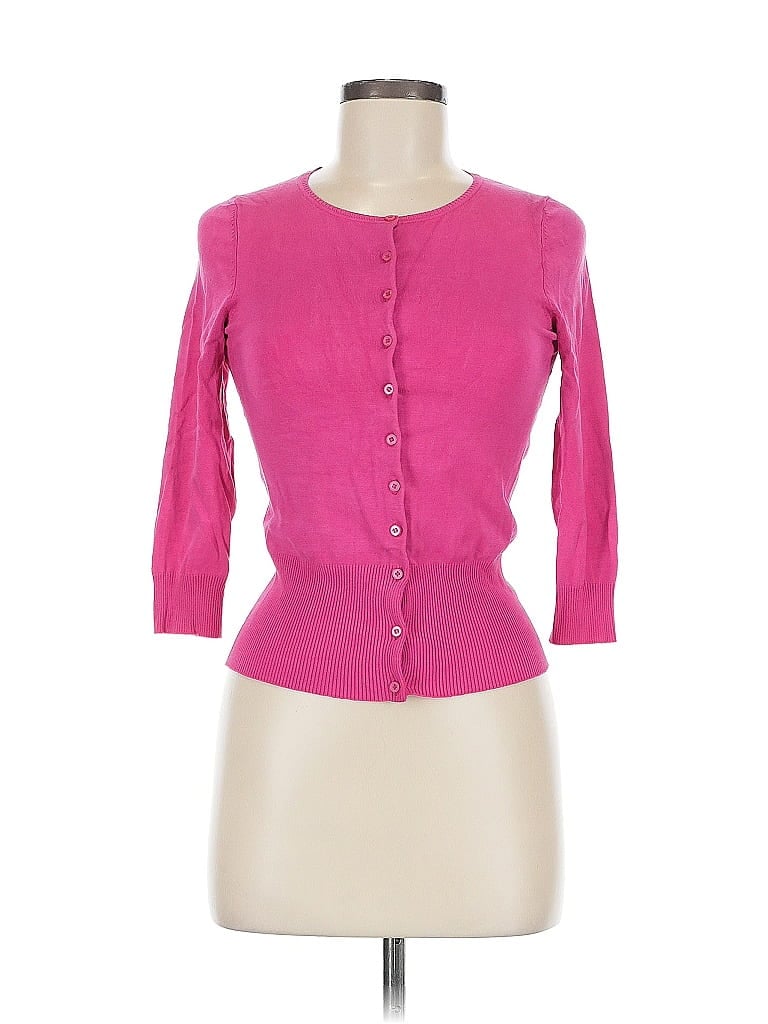 Pre-owned Express Silk Cardigan Sweater In Pink