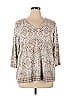 Belle By Kim Gravel Tan Ivory 3/4 Sleeve Blouse Size XL - photo 1