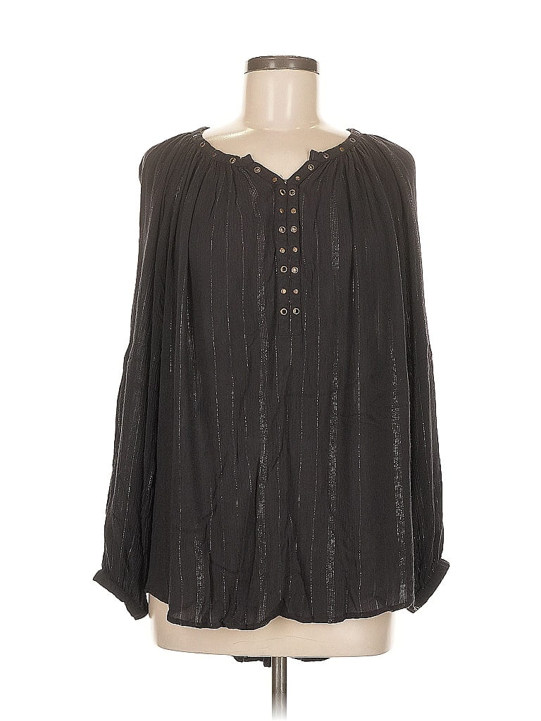 Pre-owned Amuse Society Long Sleeve Blouse In Black