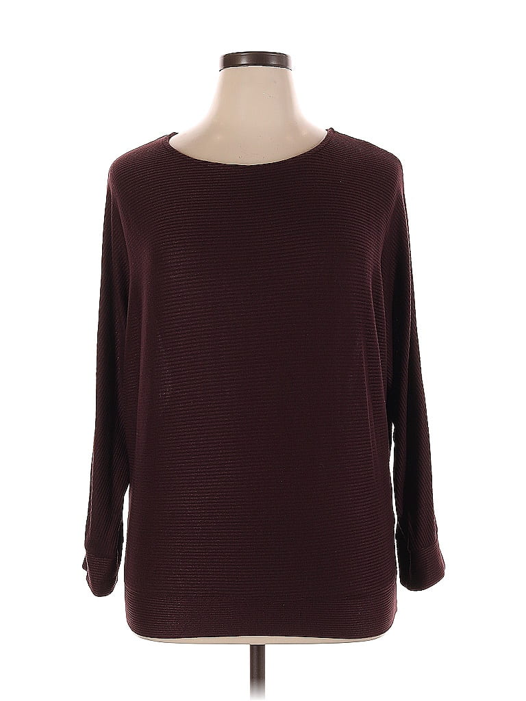 Pre-owned A New Day Long Sleeve Top Burgundy Boatneck Tops