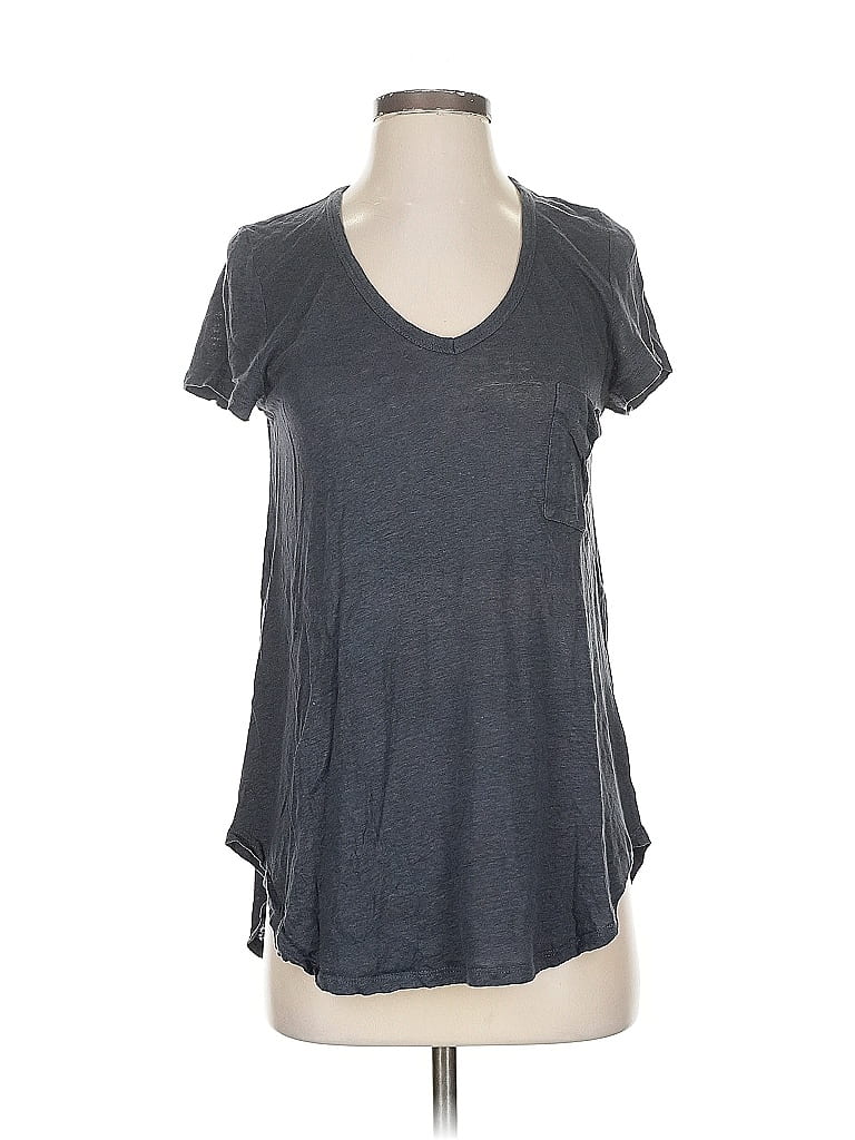 Pre-owned Pure And Good Short Sleeve Top Gray V Neck Tops