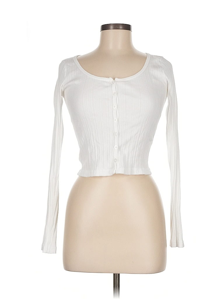 Pre-owned Brandy Melville Cardigan Sweater In White