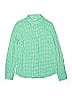 Perfect Moment Checkered-gingham Green Long Sleeve Button-Down Shirt Size 10 - photo 1