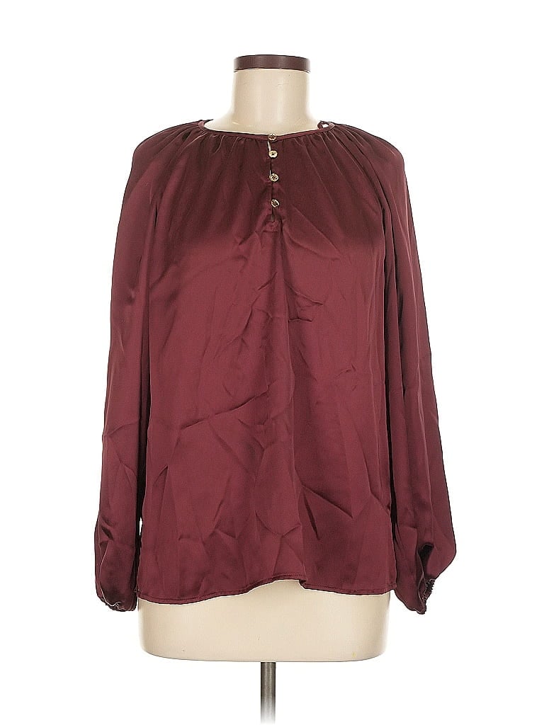Pre-owned Michael Michael Kors Long Sleeve Blouse In Burgundy