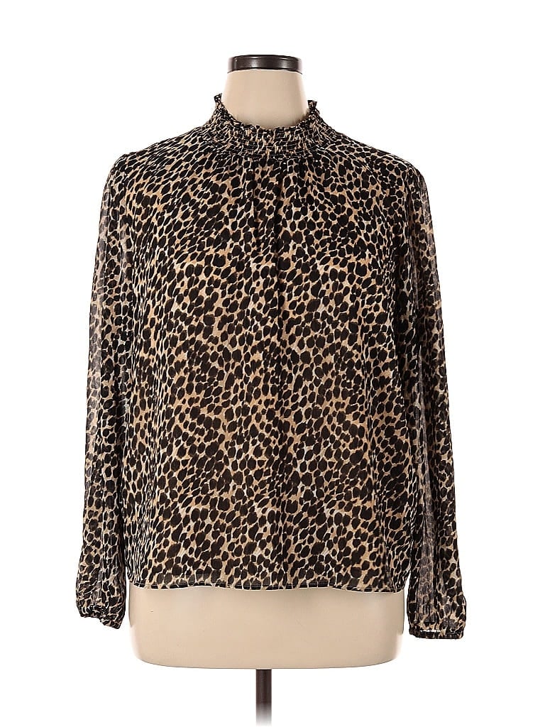 Pre-owned J.crew Factory Store Long Sleeve Blouse In Brown