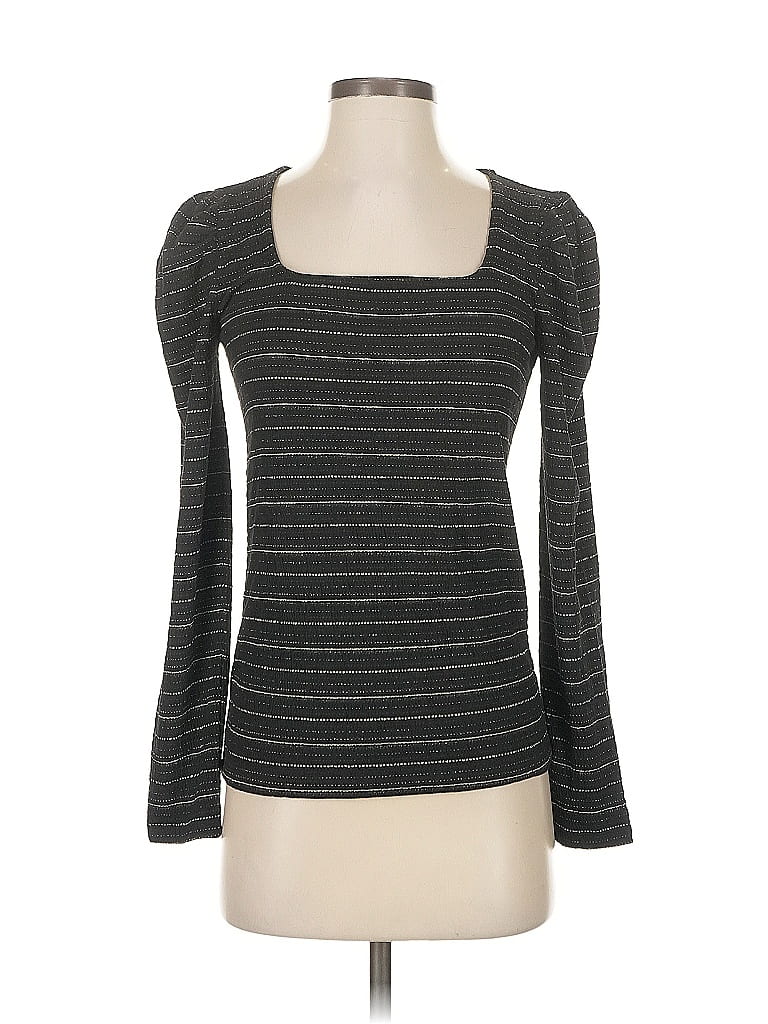 Pre-owned Ann Taylor Loft Long Sleeve Top Gray Square Neckline Tops