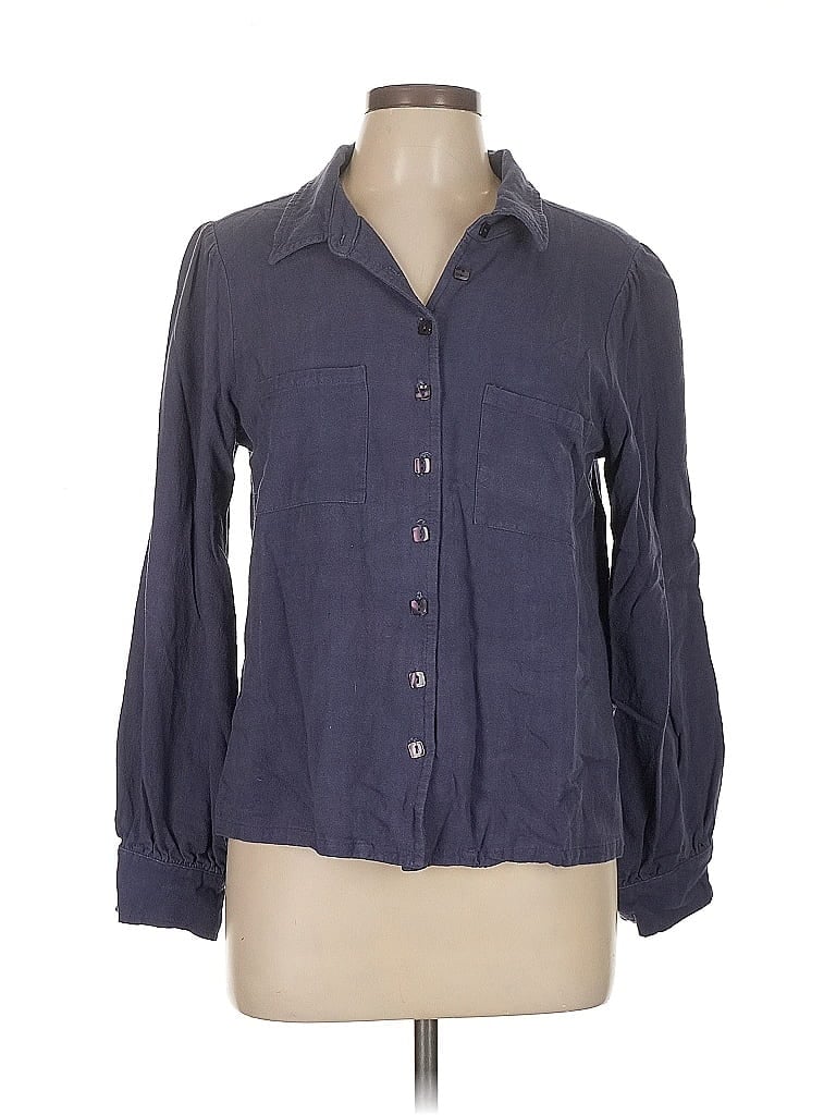Pre-owned Rachel Pally 3/4 Sleeve Button Down Shirt In Blue