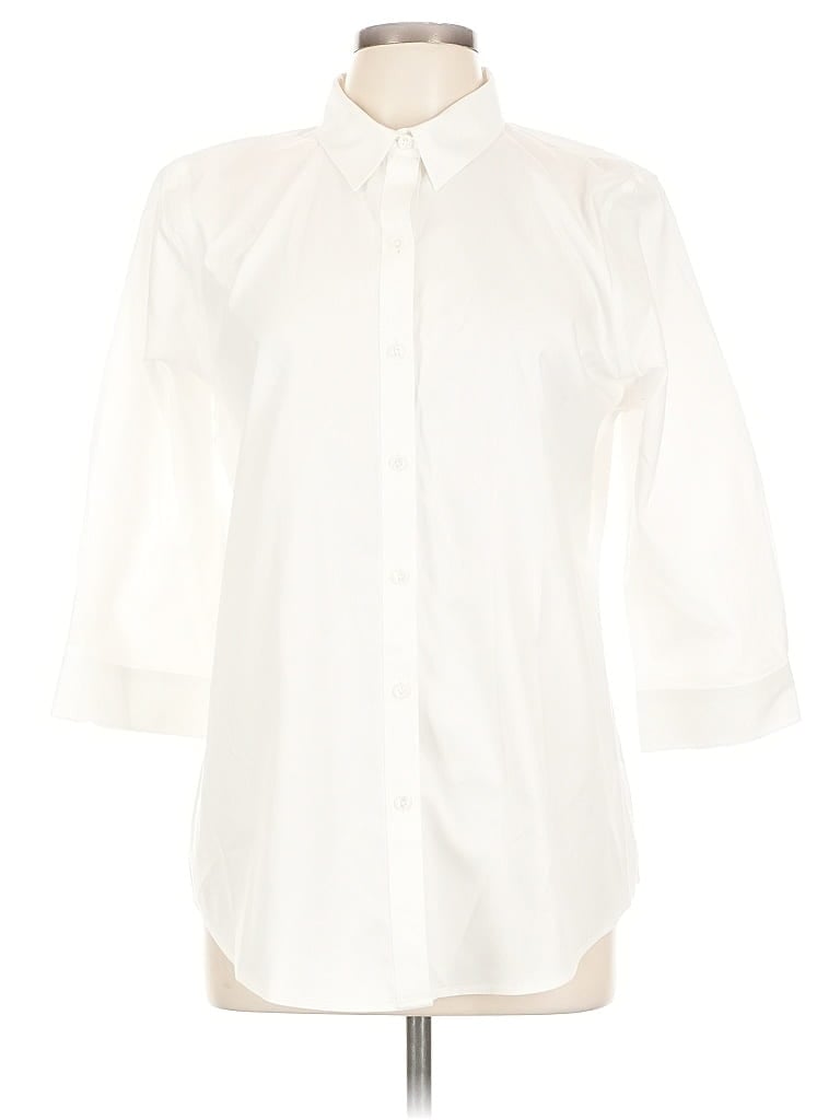 Pre-owned Coldwater Creek 3/4 Sleeve Button Down Shirt In White