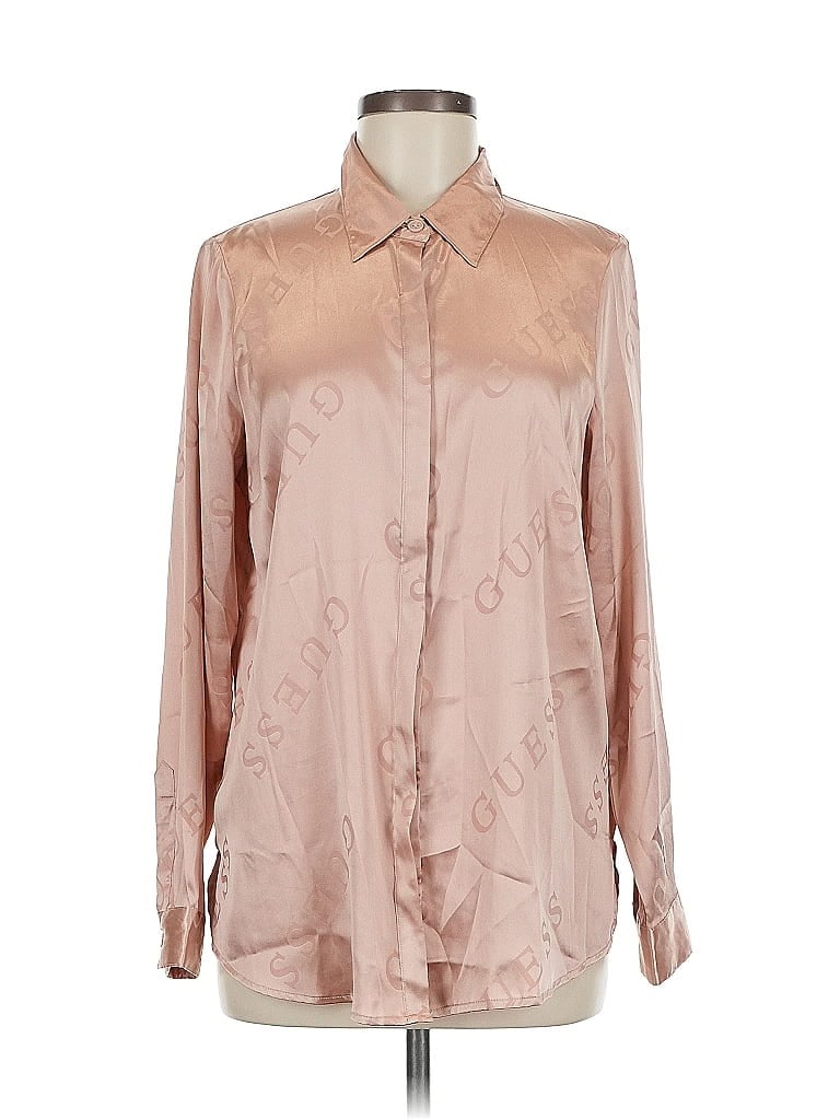Pre-owned Guess Long Sleeve Blouse In Pink