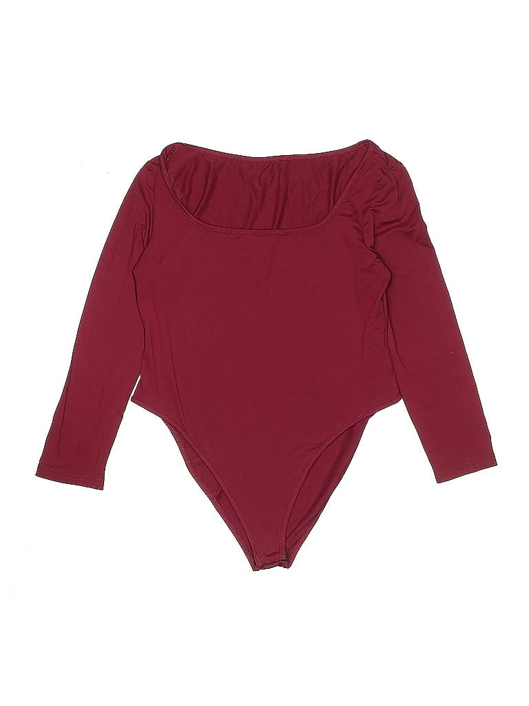 Pre-owned Shein Curve Bodysuit In Burgundy