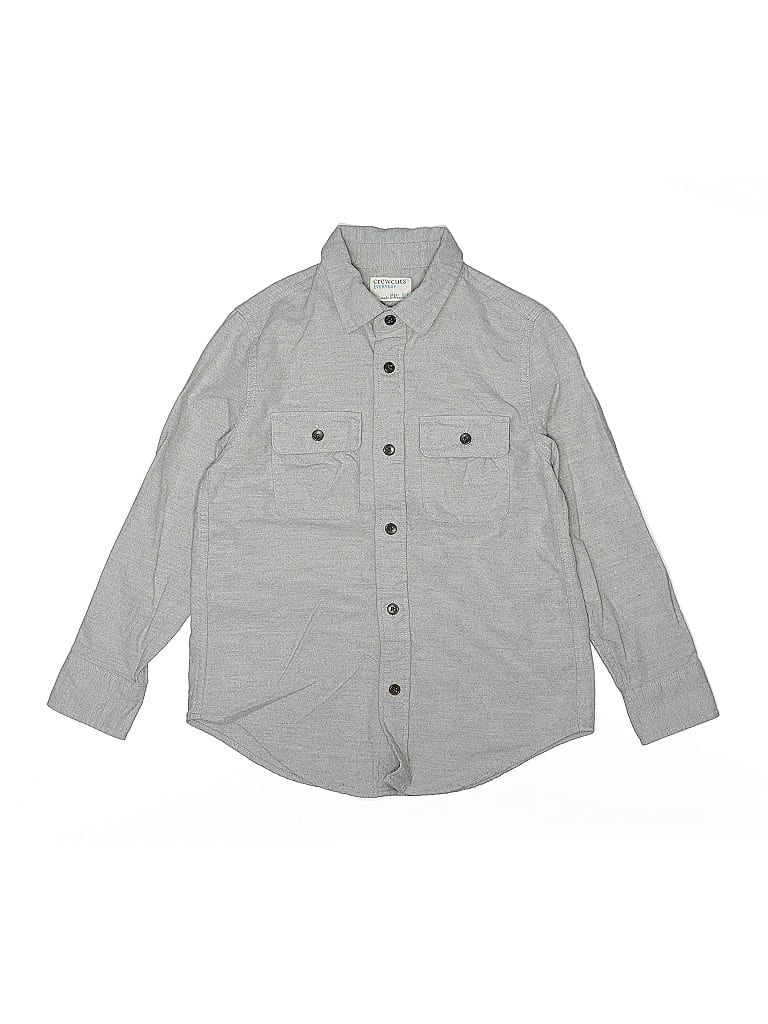 Pre-owned Crewcuts Kids' Long Sleeve Button Down Shirt In Gray