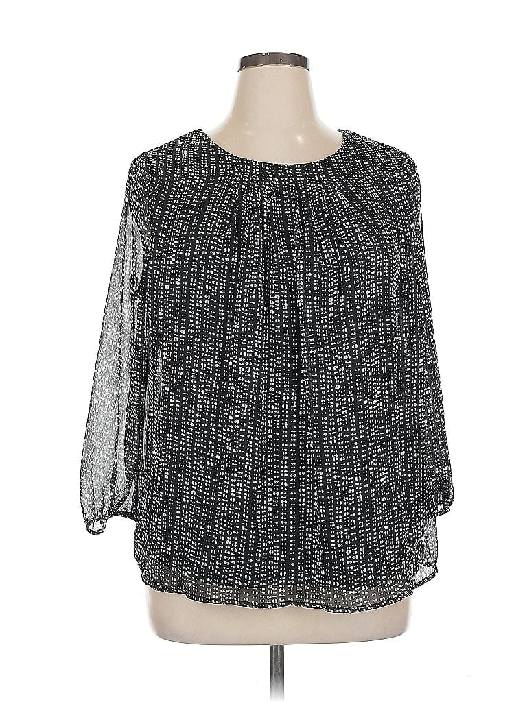 Pre-owned Croft & Barrow 3/4 Sleeve Blouse In Black