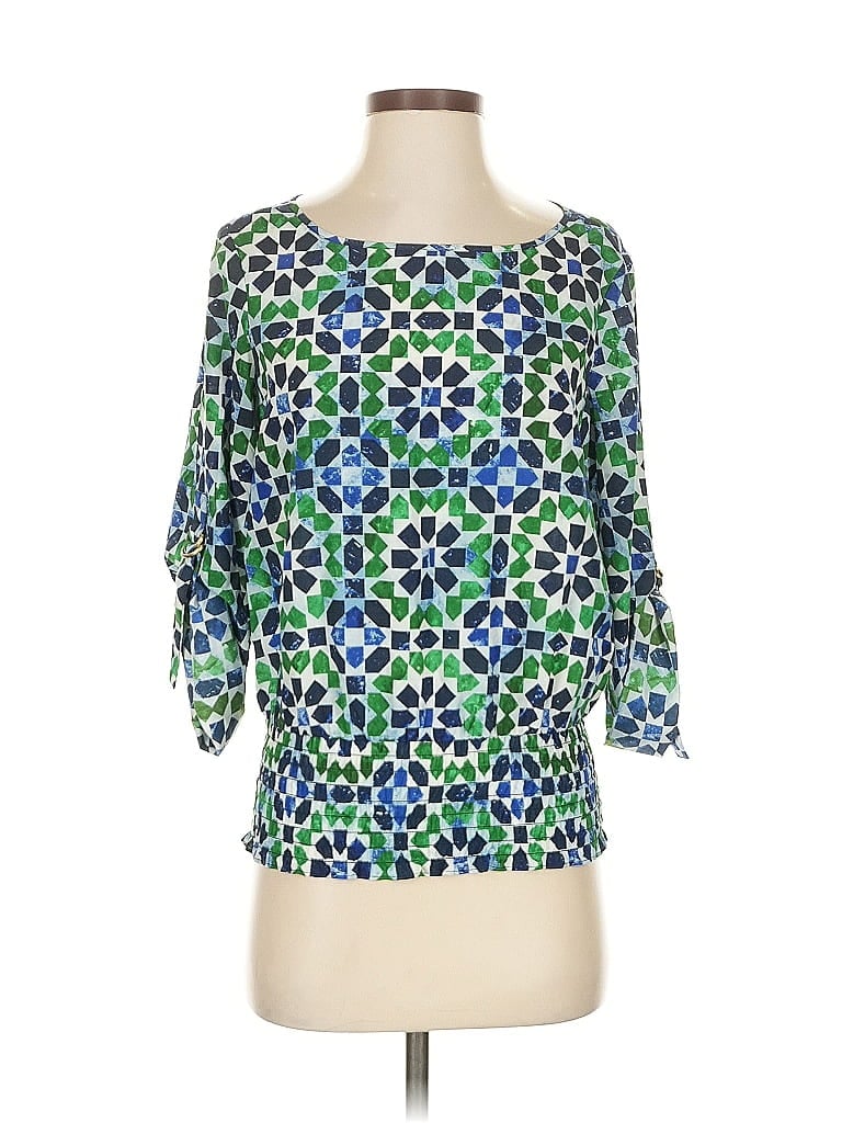 Pre-owned Michael Michael Kors 3/4 Sleeve Blouse In Green