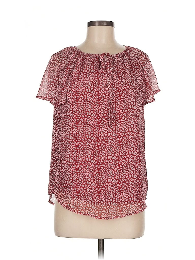 Pre-owned Unbranded Short Sleeve Blouse In Red