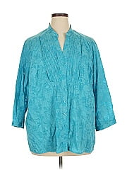 Jm Collection 3/4 Sleeve Button Down Shirt