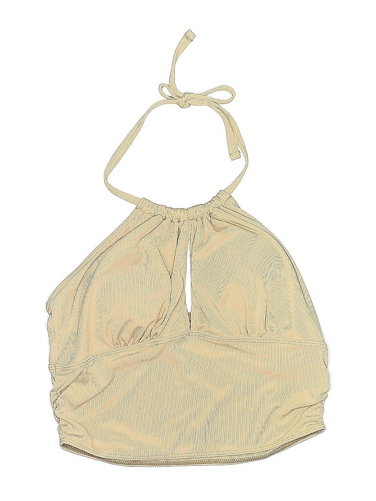 UNBRANDED Pre-owned Swimsuit Top Gold Solid Pattern Swimwear