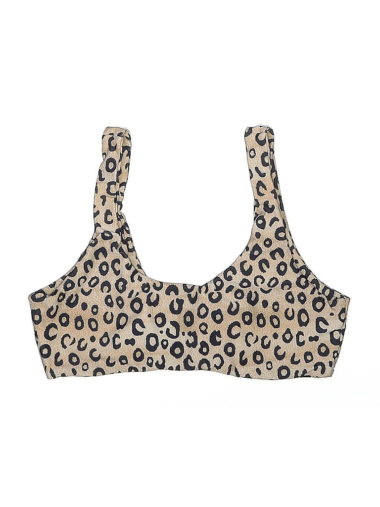 UNBRANDED Pre-owned Swimsuit Top Tan Animal Print Pattern Swimwear In Brown