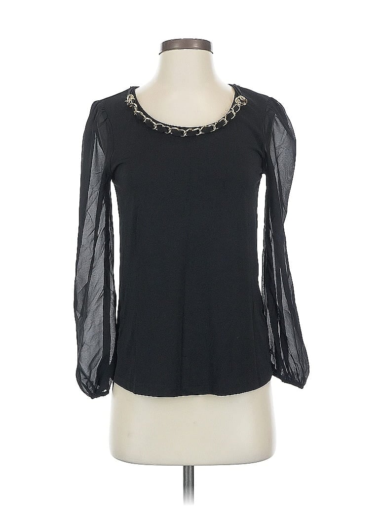 Pre-owned Cable & Gauge Long Sleeve Blouse In Black