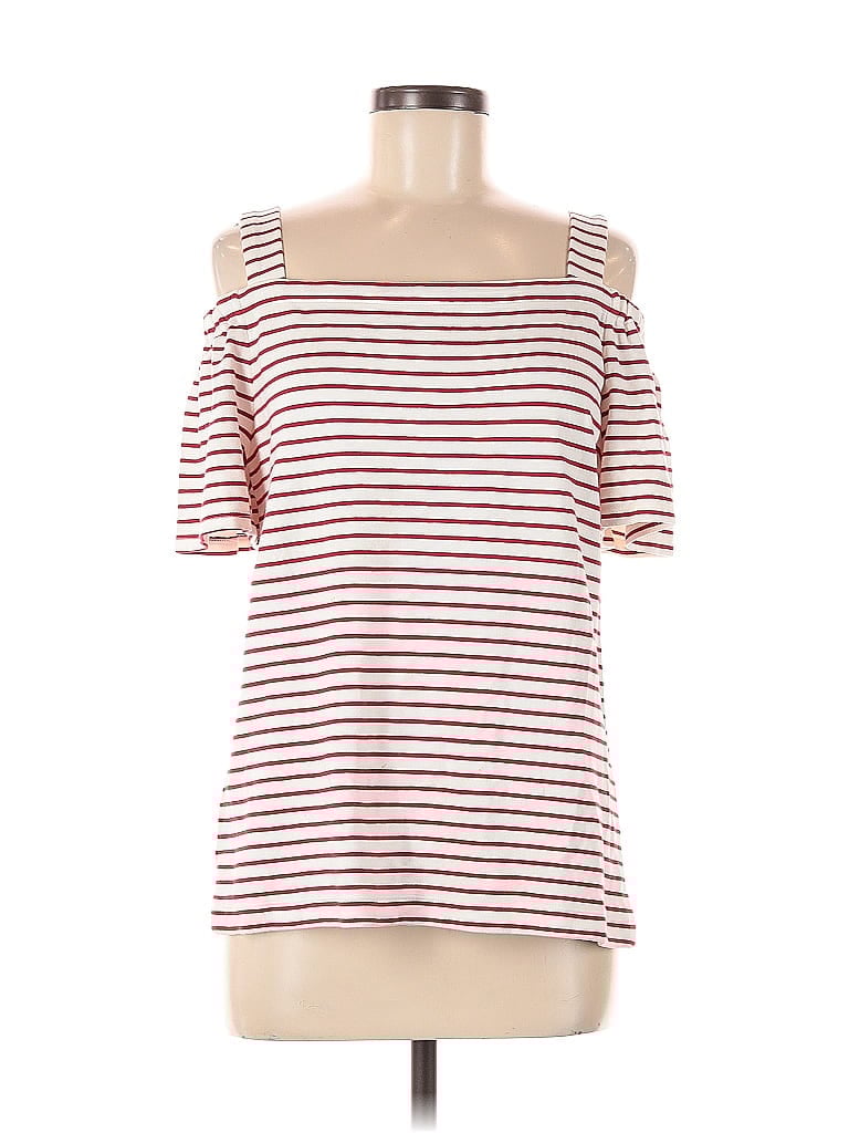 Pre-owned Ann Taylor 3/4 Sleeve T-shirt In Burgundy