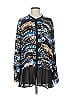 DKNYC 100% Polyester Animal Print Blue Long Sleeve Blouse Size S (estimated) - photo 1
