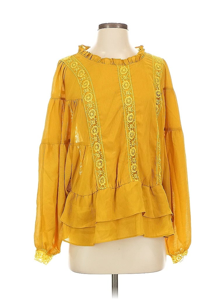 Pre-owned Lumie Long Sleeve Blouse In Yellow