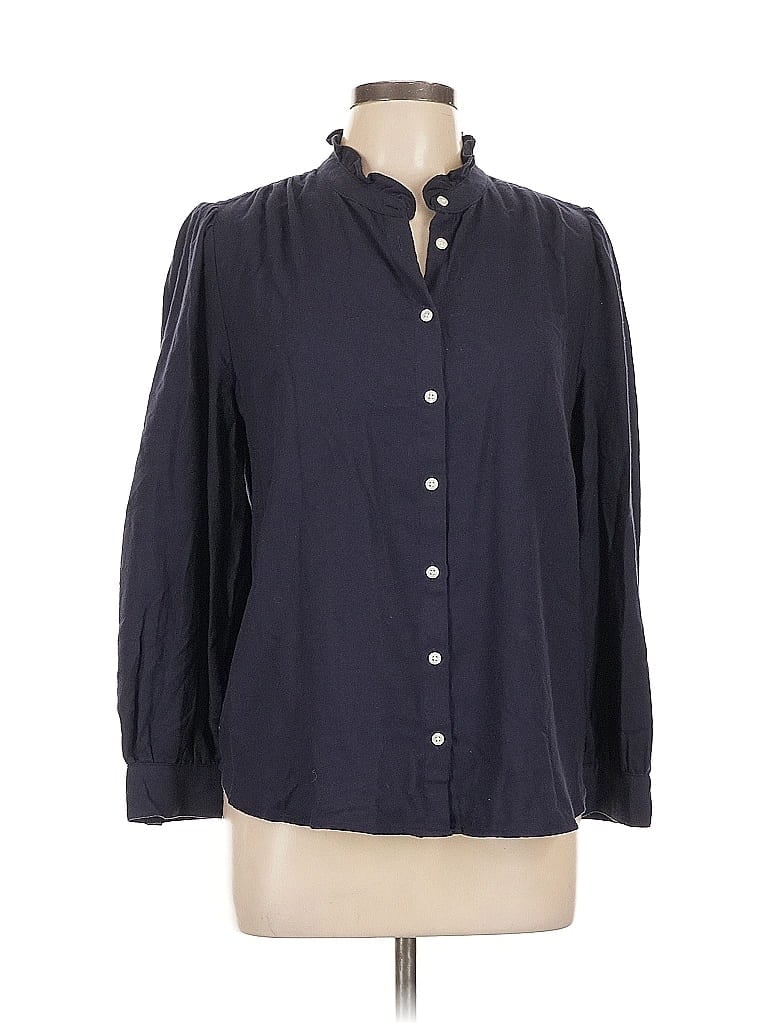 Pre-owned Ann Taylor Long Sleeve Blouse In Blue