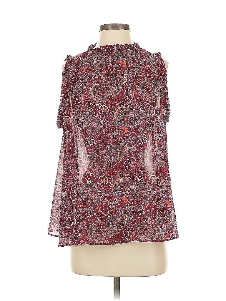 Pre-owned Gap 3/4 Sleeve Blouse In Burgundy