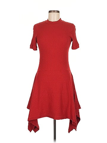 Susana Monaco Red Ribbed Dress (view 1)