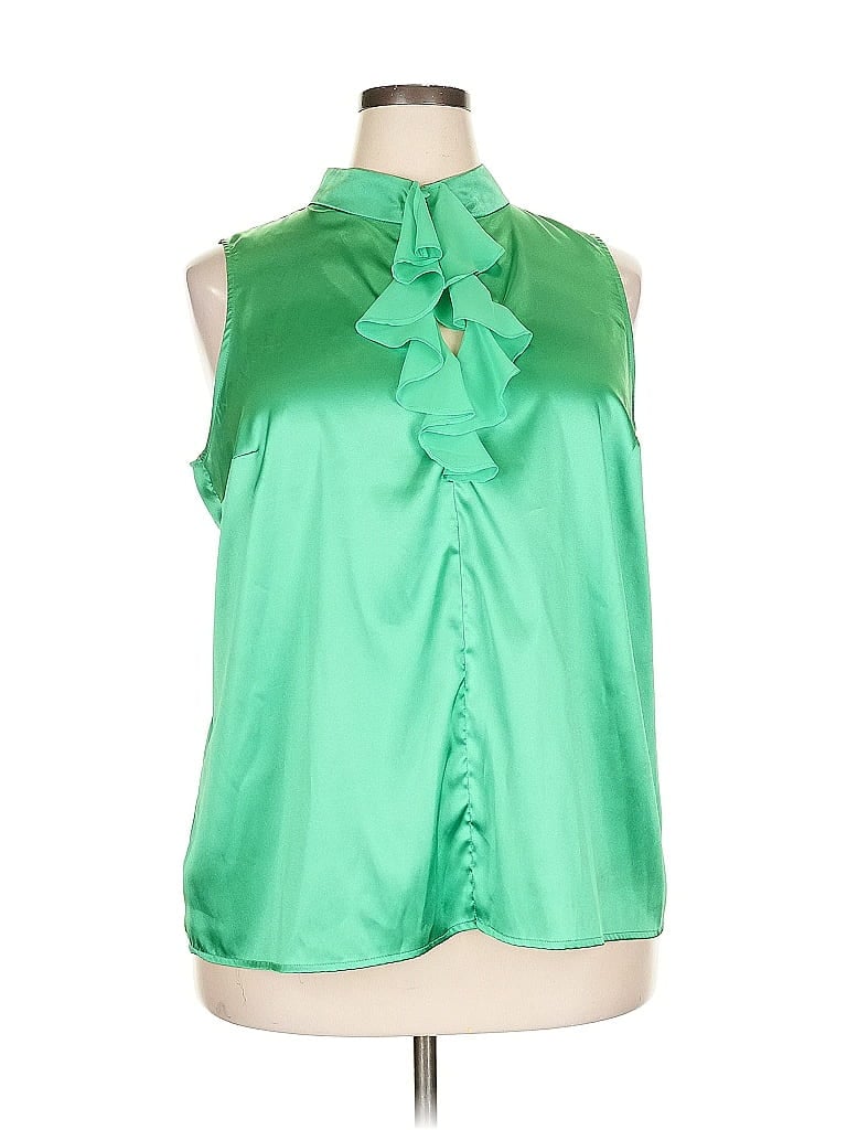 Pre-owned Lane Bryant Sleeveless Blouse In Green