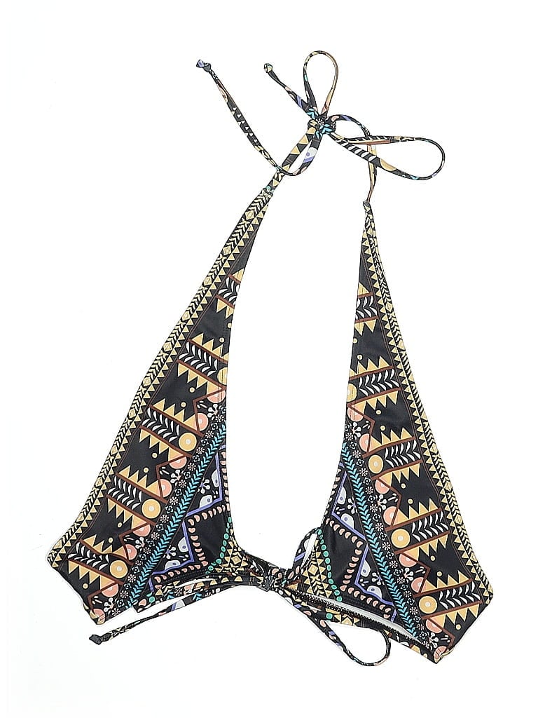 Pre-owned Unbranded Swimsuit Top Black Print Pattern Swimwear