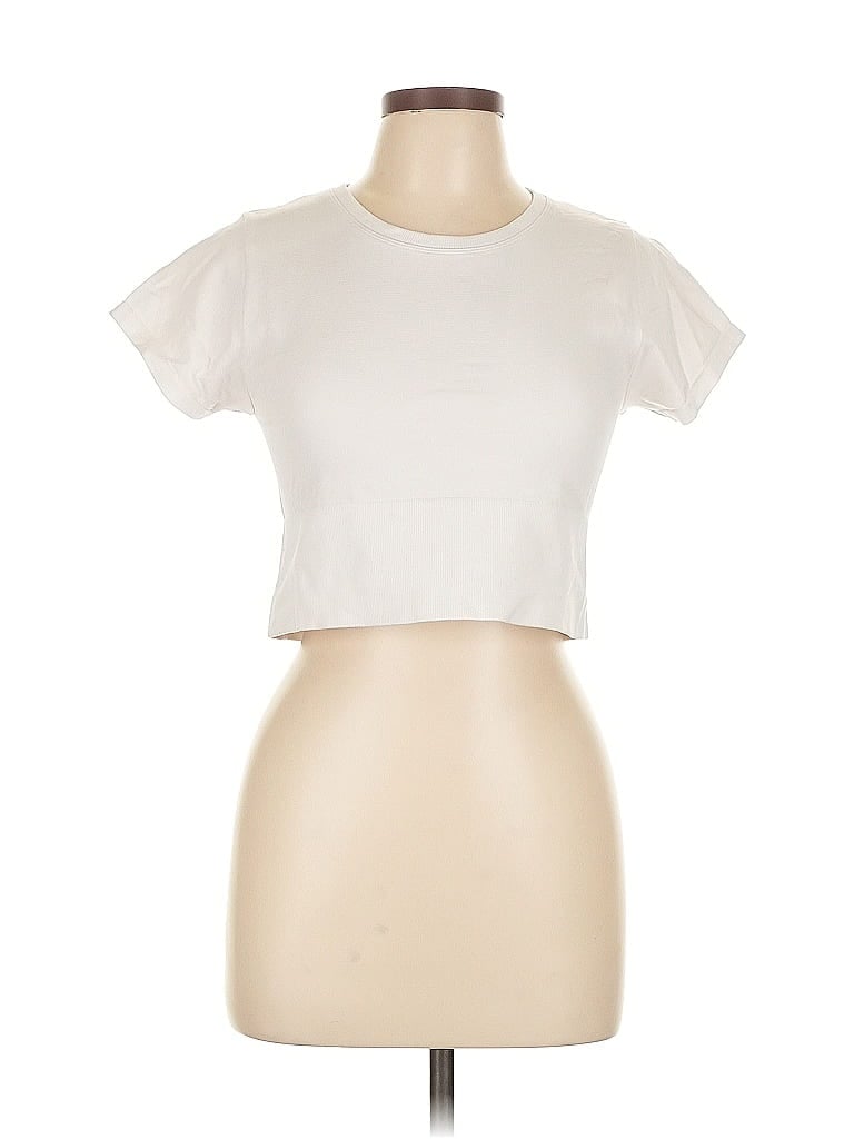 Pre-owned Offline By Aerie Short Sleeve Top Ivory Keyhole Neckline Tops In White