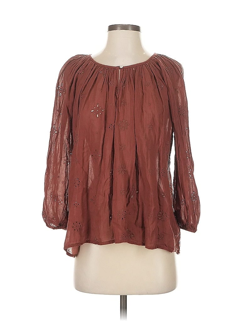 Pre-owned Aerie 3/4 Sleeve Blouse In Brown