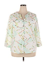 Jm Collection 3/4 Sleeve Button Down Shirt