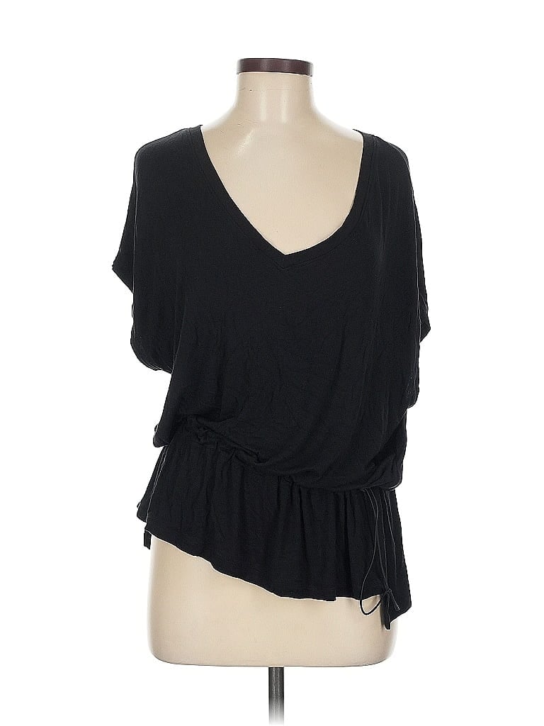 CABI Pre-owned Short Sleeve Top Black Plunge Neckline Tops