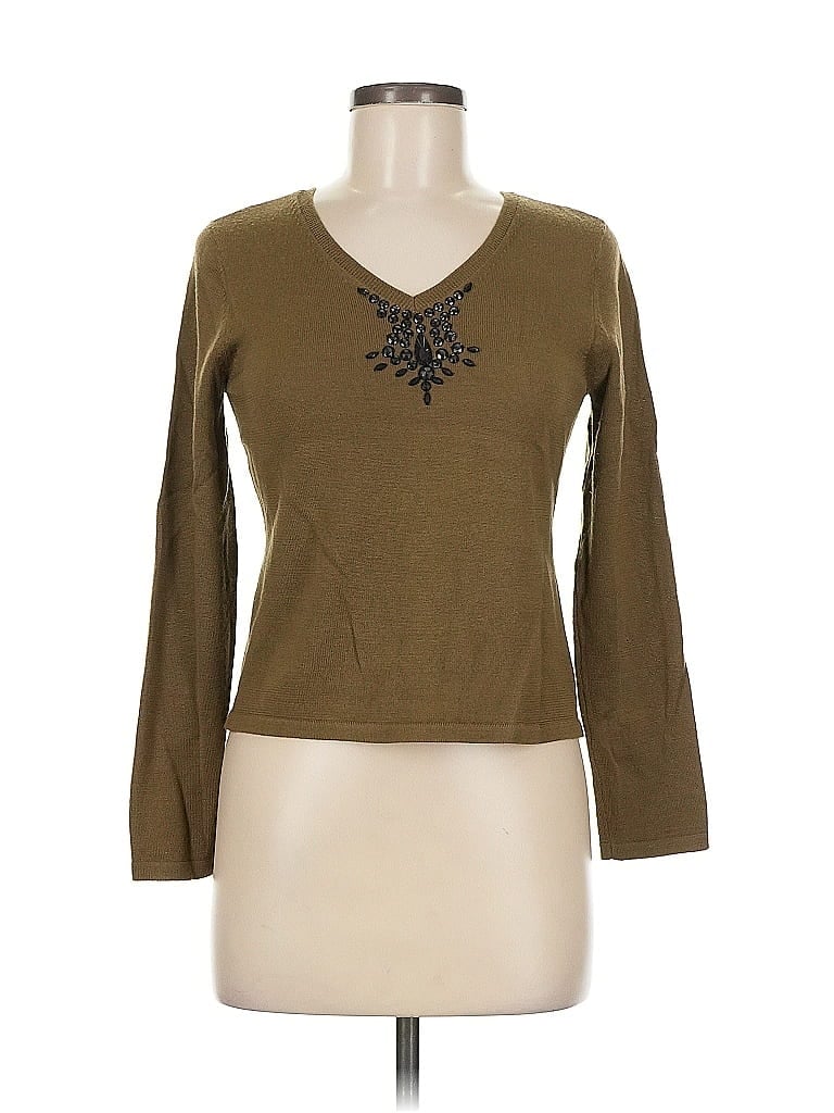 Pre-owned Kasper Long Sleeve T-shirt In Brown