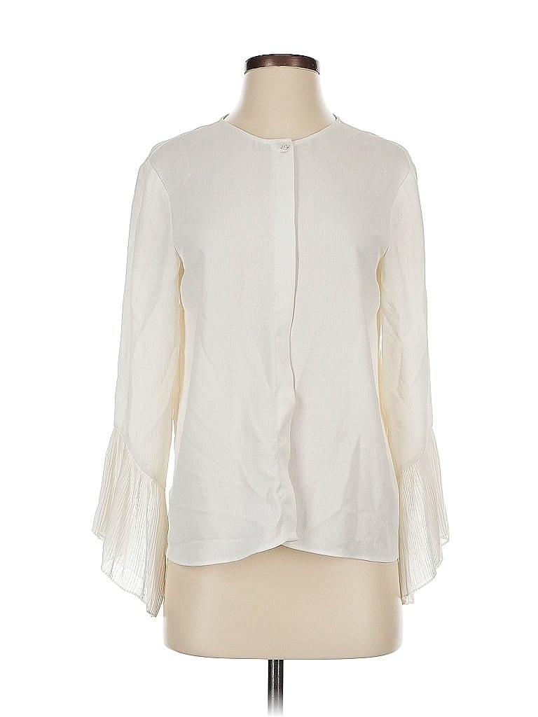 Pre-owned Zara Basic Long Sleeve Blouse In White