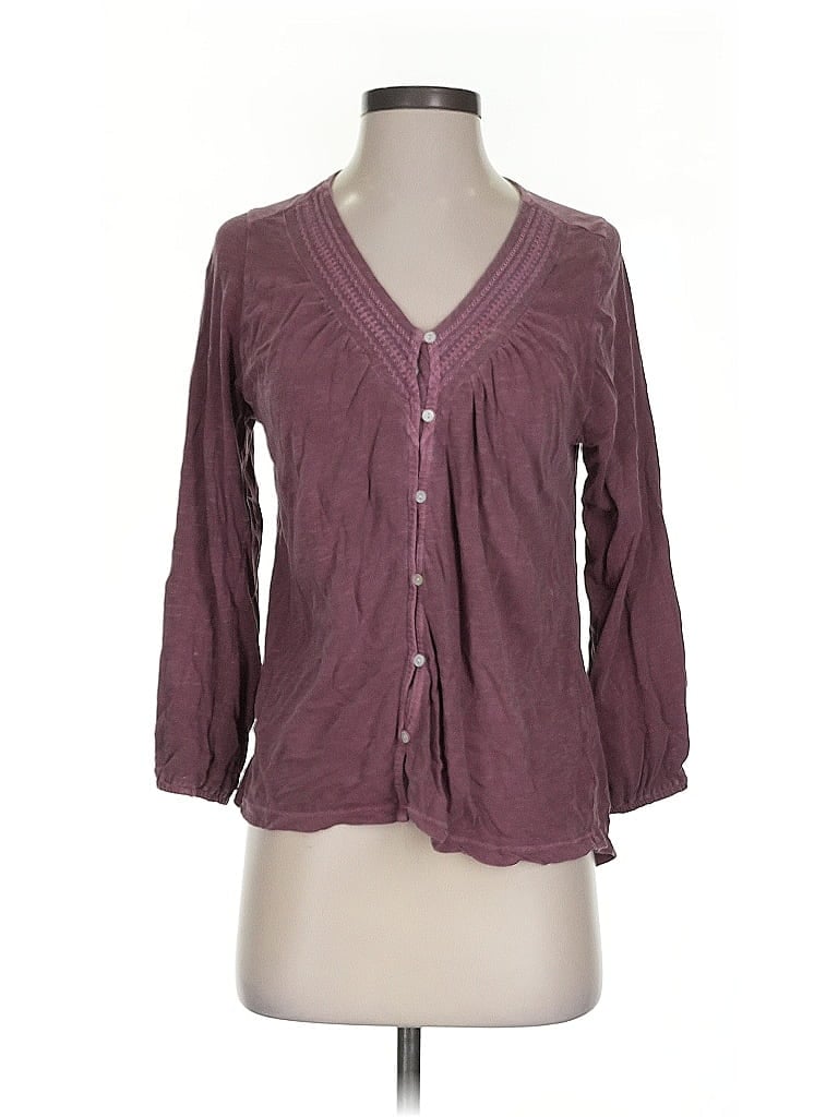 Pre-owned Lucky Brand 3/4 Sleeve Blouse In Burgundy