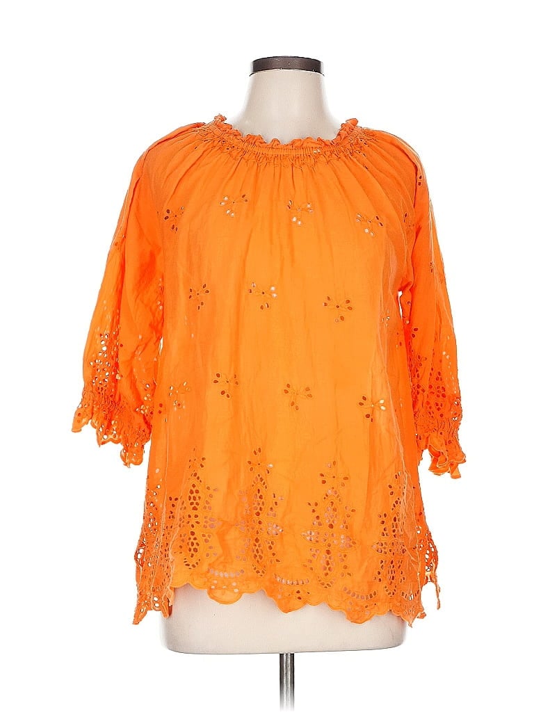 Pre-owned Thml 3/4 Sleeve Blouse In Orange