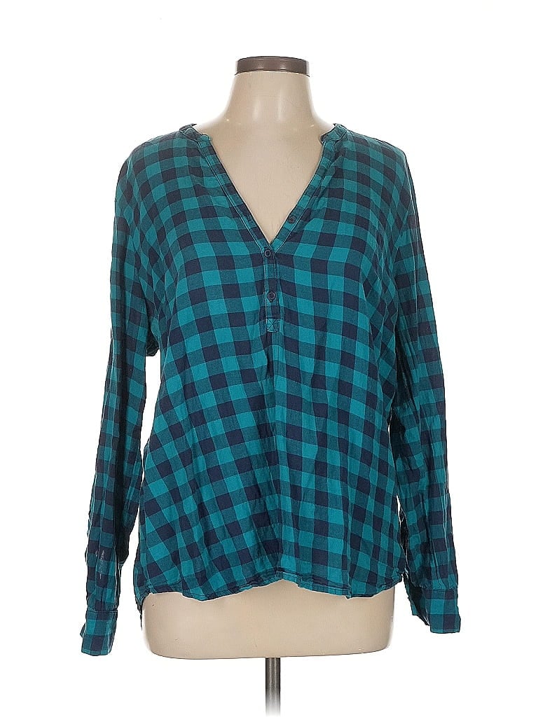 Pre-owned Gap Outlet Long Sleeve Blouse In Blue
