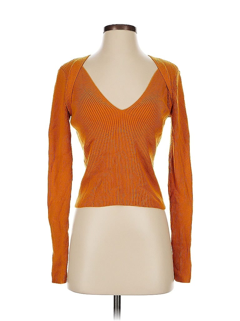 Pre-owned Camila Coelho Long Sleeve Top Orange Sweetheart Neckline Tops