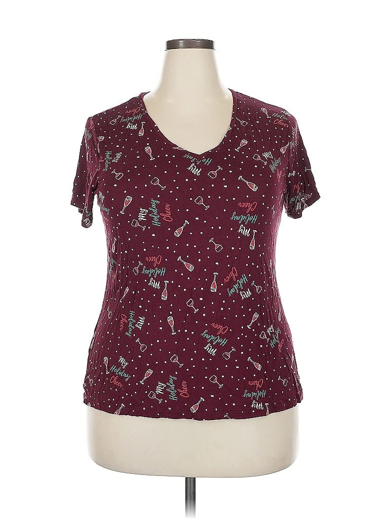 Pre-owned Apt. 9 Short Sleeve T-shirt In Burgundy