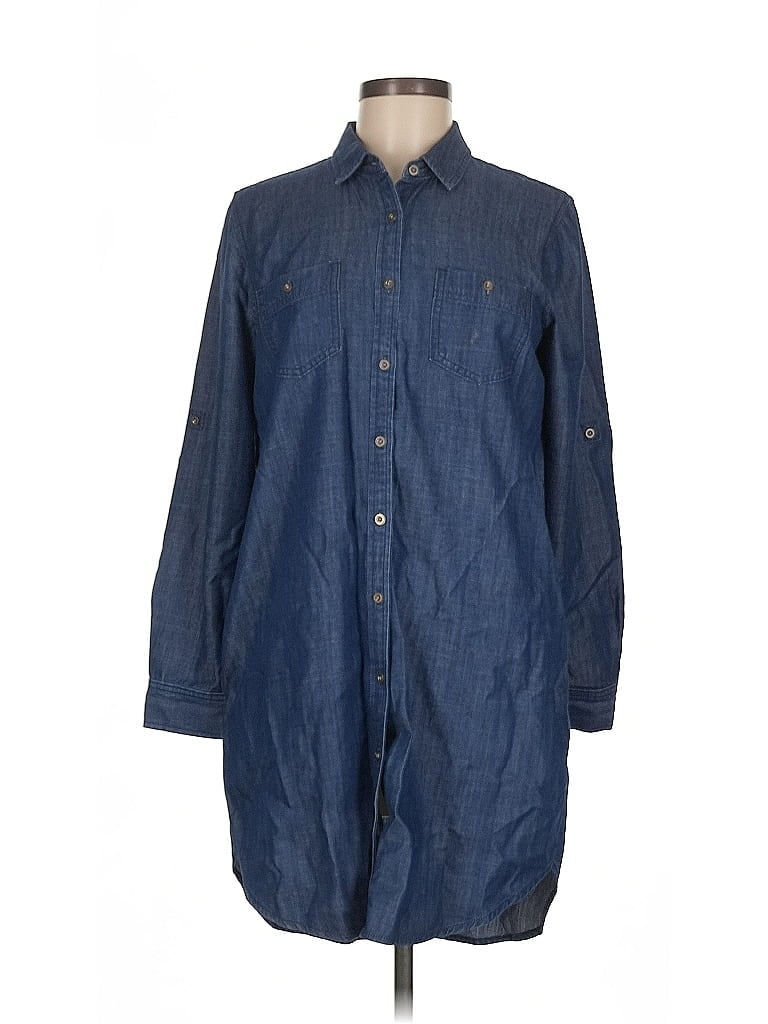 Pre-owned Banana Republic 3/4 Sleeve Button Down Shirt In Blue