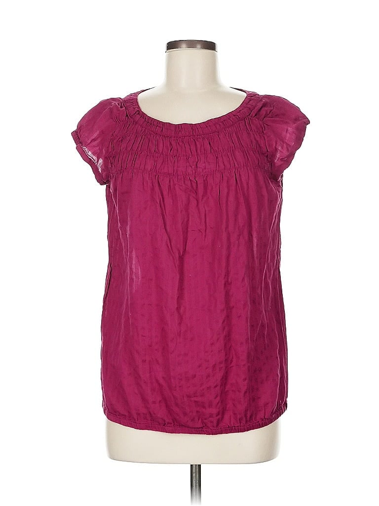 Pre-owned Ann Taylor Loft Short Sleeve Blouse In Burgundy