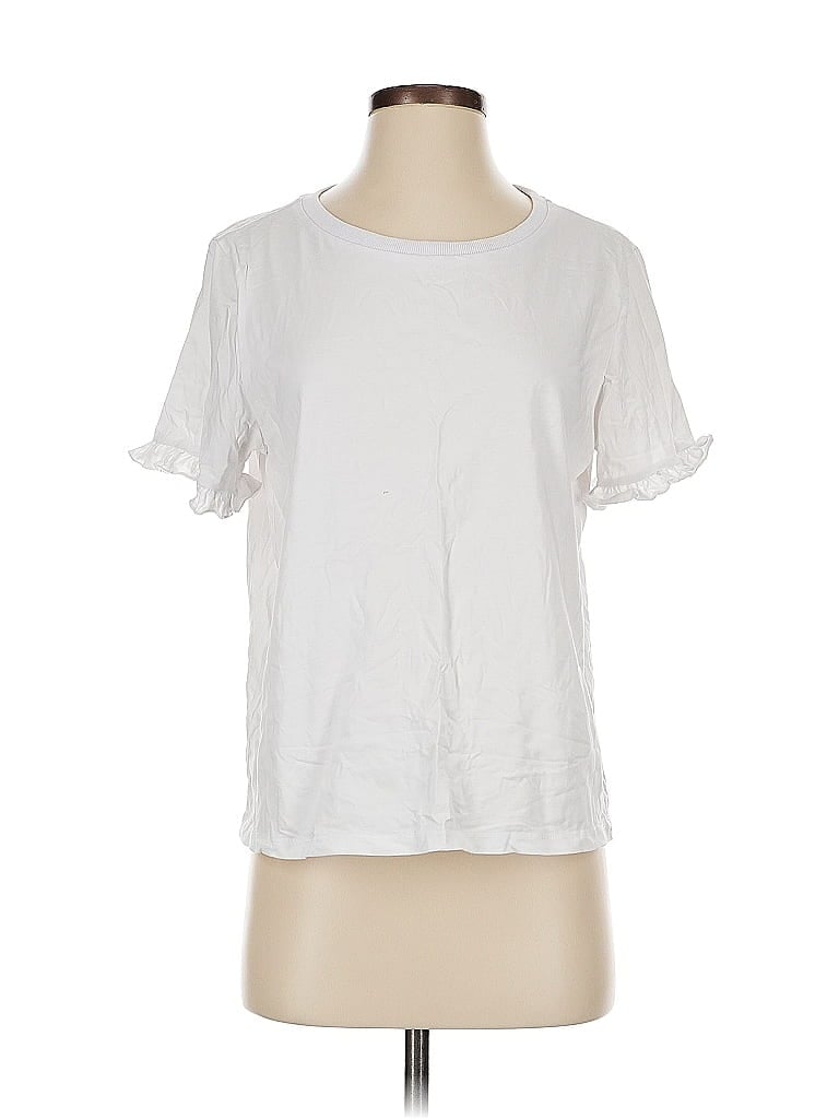 Pre-owned Polly Short Sleeve Top White Crew Neck Tops