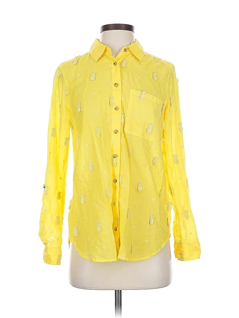 Pre-owned Maeve By Anthropologie Long Sleeve Button Down Shirt In Yellow
