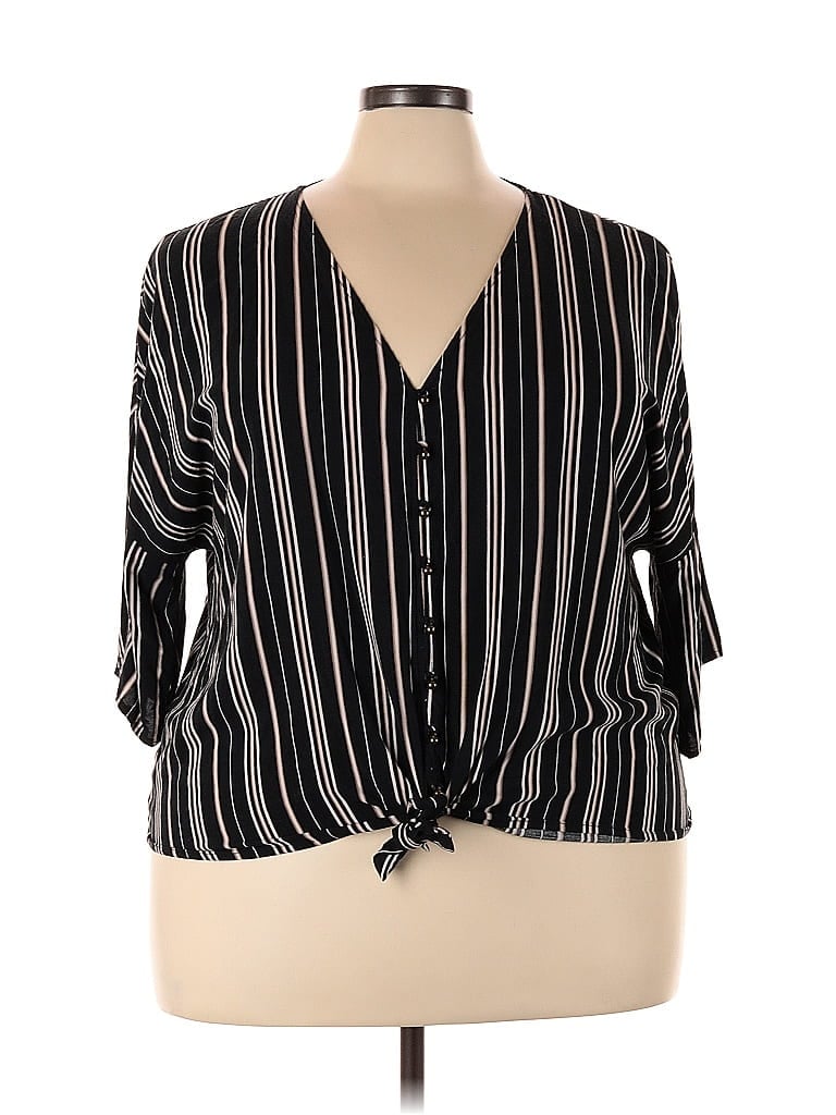 Pre-owned Maurices 3/4 Sleeve Blouse In Black